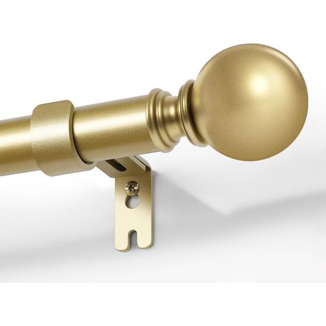 Barre de Rideau Dorée Réglable Set 76 cm-114 cm Barre de Rideau Décorative avec Embouts en Aluminium pour Salle de Bain Chambre Salon (Doré, 76 cm-114 cm) (1/5)