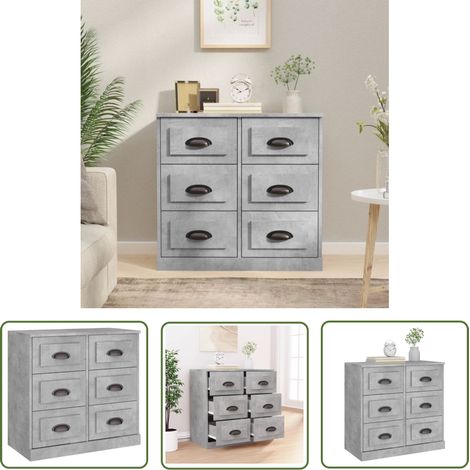 The Living Store Sideboard Betongrau 70x35,5x67,5 cm Holzwerkstoff - Schreibtisch - Wohnzimmermöbel - Sideboard - Regal - Grau (1/5)