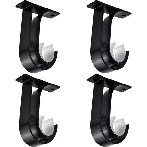 4 Pièces Tringle à Rideau Supports, Support de Poteau de Rideau, Noir Supports pour Barre Rideau, Alliage D'aluminium Support de Rideau, avec 8 Vis, Support pour Tiges de Suspension au Plafond (1/5)