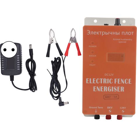 Chargeur de clôture électrique 5km Standard 8KV/12KV Sortie Solaire Anti-Animal Sauvage Prise UE 100-240V (1/5)
