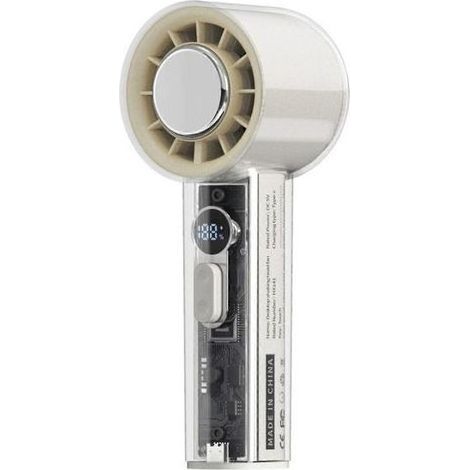 Ventilateur de voyage compact et silencieux avec vitesse réglable, texture ABS crème. (1/5)