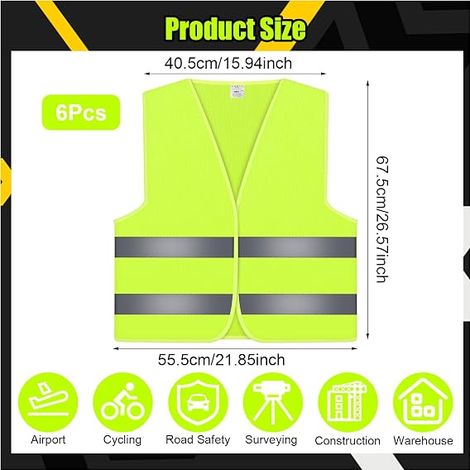 Gilet De Sécurité Réfléchissant Chantier, Gilet De Sécurité Gilet Fluo Assainissement Patrouille pour Conducteurs Travailleurs (1/4)