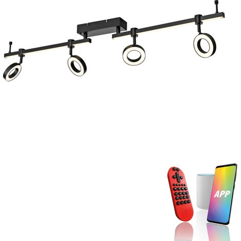 JUST LIGHT Plafonnier LED 12076-18 noir, 21,5 W, 2600 lm, CCT, RGB, Smart Home