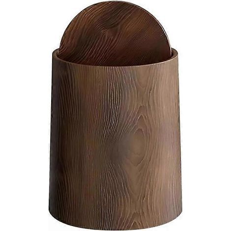 Poubelle de salle de bain 12 L avec couvercle - Finition bois noyer
