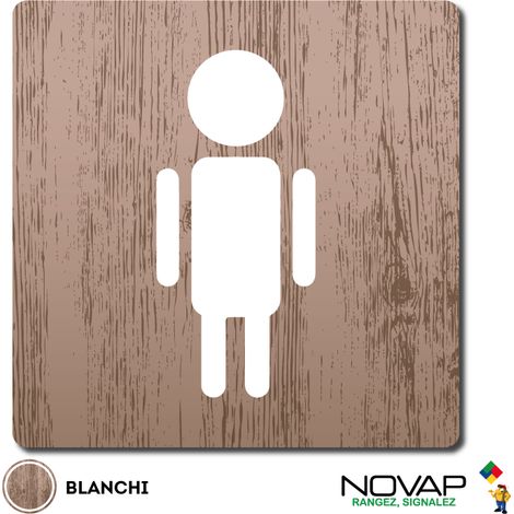 Plaque de porte Toilettes hommes - Wood Chêne blanchi 90x90mm - 4360096 (1/2)