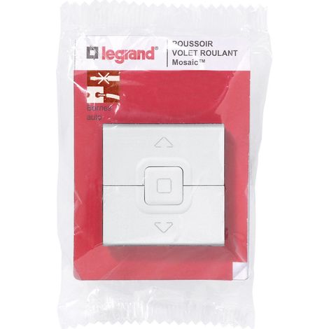 Legrand - Poussoir pour commande centralisée volets roulants Mosaic 2 modules - Blanc (1/5)