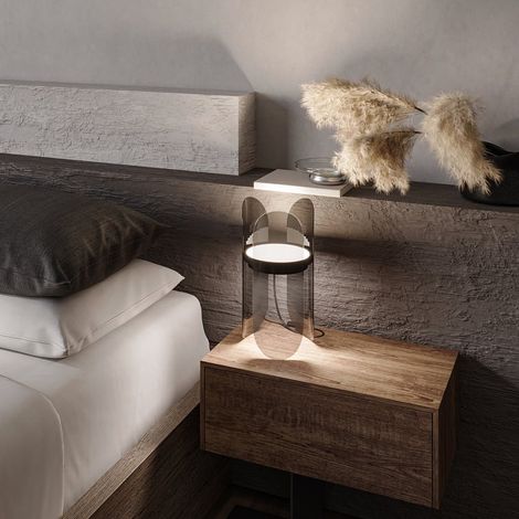Lampe de chevet moderne en verre fumé – forme corolle ELY (1/5)
