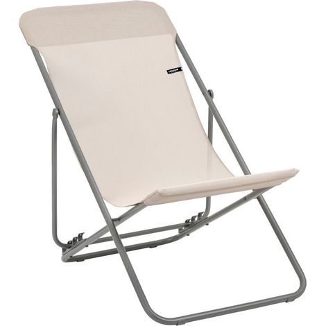 Mehrpositions-Klapp-Liegestuhl : Breite 52 cm - Transatube 2 - Batyline® Iso - Beige Coquillage - Lafuma Mobilier