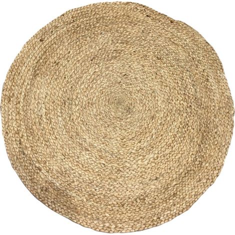 The Home Deco Factory – Tapis rond en jute beige 120 cm – Tapis shaggy pour décoration moderne – Caractère authentique pour intérieur contemporain