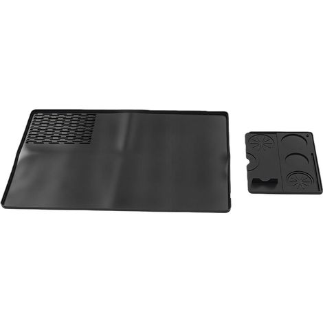 Tapis à café en Silicone, 2 en 1, Tapis de Bar à café en Silicone Noir avec Tampon de Séchage de Vaisselle Amovible, Antidérapant, épais, Résistant à la Chaleur, pour Machine ES601 ES701 (1/5)