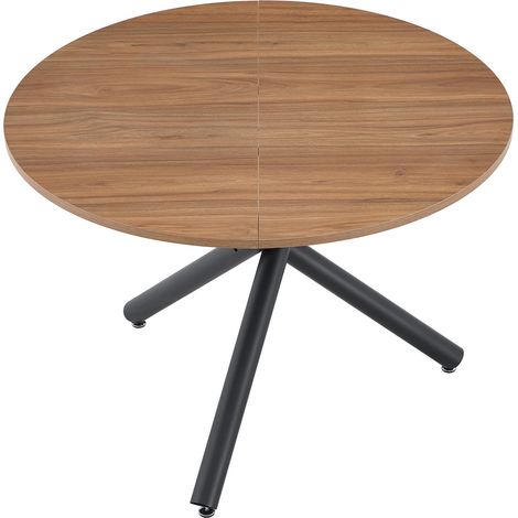 Table d'appoint ronde en bois avec pieds croisés en métal noir pour salon et chambre (1/5)