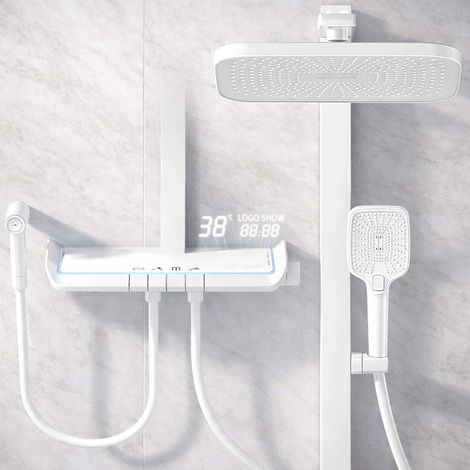 Colonne de douche led thermostatique blanche, Marquise (1/5)