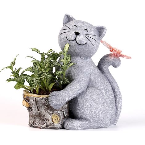 Lampe solaire décorative Chat en résine Éclairage extérieur LED pour jardin cour balcon pelouse ornement paysager résistant (1/5)