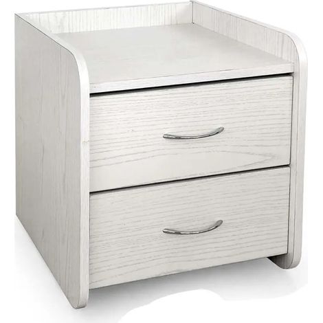 Mesita de noche blanca efecto madera 40 x 40 x 40 cm con 2 cassetti