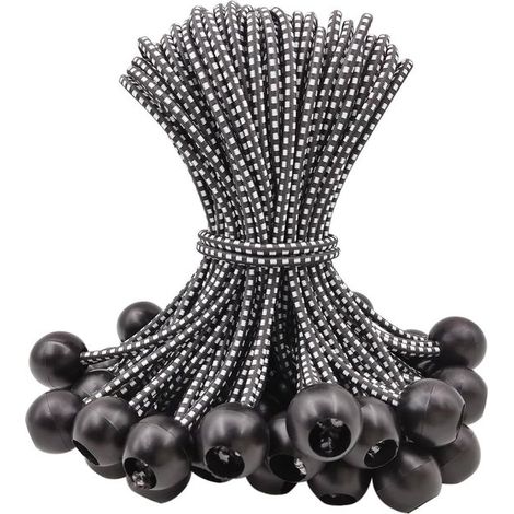 Lot de 50 tendeurs élastiques de 15 cm avec embouts, réutilisables pour filets de golf, buts de football, camping, piquets de tente, etc. (1/5)