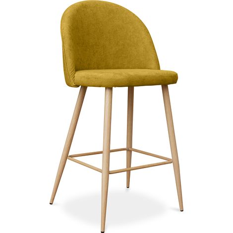 Gepolsterter Hocker aus Stoff - skandinavisches Design - 66cm - Evelyne Gelb