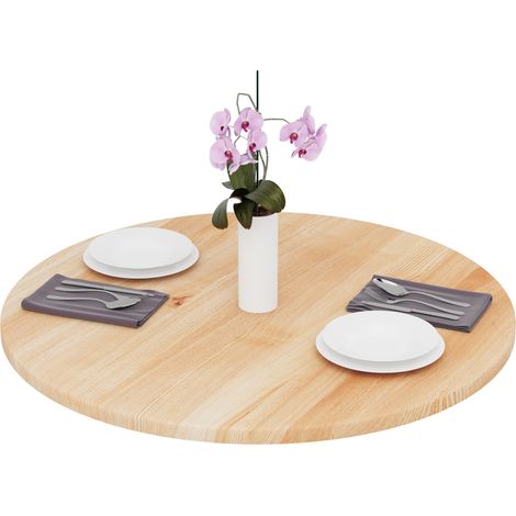 LAMO Manufaktur Plateau de table rond 90 cm en bois naturel Dessus rond de table à manger, de cuisine, de bistrot Épaisseur : 28 mm Couleur : Naturel (1/5)