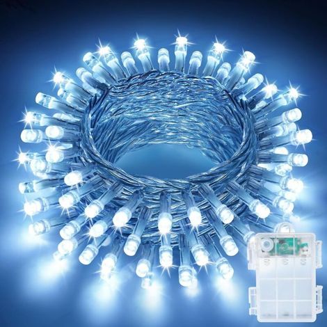 Guirlande lumineuse de Noël à piles, 6 m, 40 LED, blanche, pour intérieur et extérieur, pour balcon, jardin, chambre, fête (1/5)