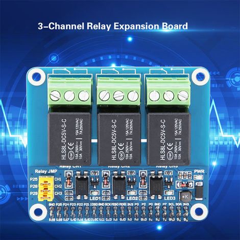 Carte d'extension relais 3 canaux pour Raspberry Pi A+/B+/2B/3B/3B+ (1/5)