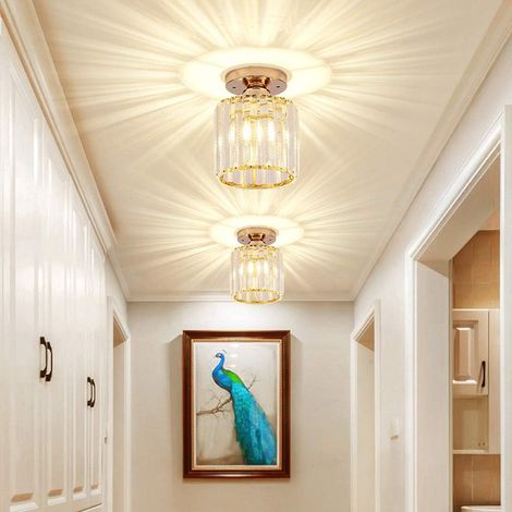 2 Pacchi Plafoniera Cristallo Oro, Lampada da Soffitto Cilindrico E27 Moderna Metallo per Camera da Letto Soggiorno Corridoio (Lampadine Escluse) (1/5)