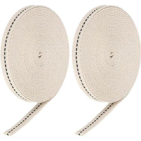 Stoppino per lampada a olio – Confezione da 2 rotoli piatti di cotone, 10 mm × 4,8 m, con indicatore nero, ideale per cherosene