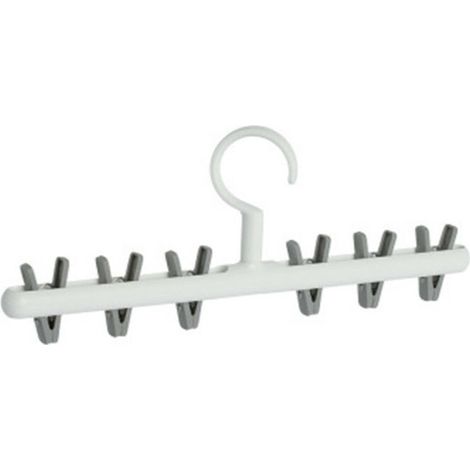 Cintre pour chaussettes avec 6 clips détachables Rotation à 360 ° Gain de place Serviette de séchage Couches Vêtements de bébé Sous-vêtements Gants Soutiens-gorge (Blanc) (1/5)