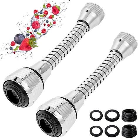 2pcs Kitchen Faucet Extender Universal Faucet Sprayer Head 360° Swivel Adjustable Nozzle Nozzle for Home Sink Bathroom Kitchen Faucet Nozzle Filter Adapter Accessories (1/5)