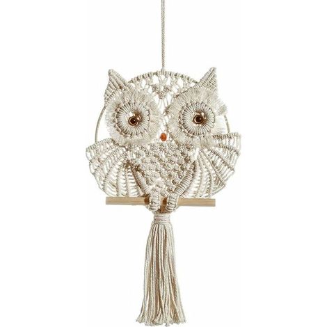 royaluxe- Kit De Chouette macramé mur tapisserie suspendu, Bohême Hiboux, Catchers rêve tapisserie tissée à la main Boho Ornement Décoration murale suspendue Art landmark (25x68cm)