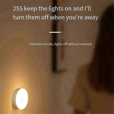 Lot de 4 veilleuses LED à détecteur de mouvement, rechargeables par USB, pour la décoration de chambre, blanc froid et blanc chaud. (1/5)