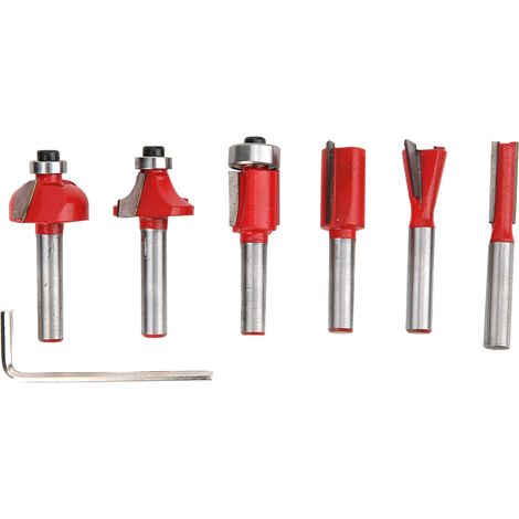 Lot de 6 fraises en carbure YG8 cémenté pour machine à graver et affûter, queue de 6,35 mm (1/4 po), rouge. (1/5)