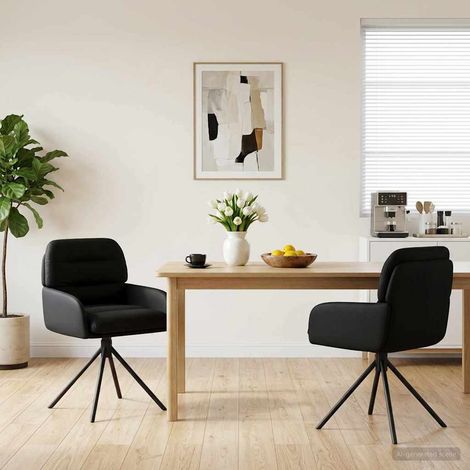 vidaXL Chaises de salle à manger pivotantes 2 pcs Simili cuir Noir (1/5)