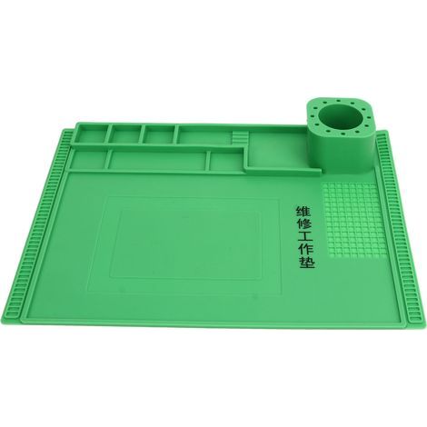 Tapis de travail en Silicone, résistance aux hautes températures, isolation thermique, réparation électronique, 40x30cm, vert (1/5)