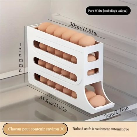 1 Distributeur d'oeufs, Rangement automatique, Matériau ABS, Blanc, Pour cuisine