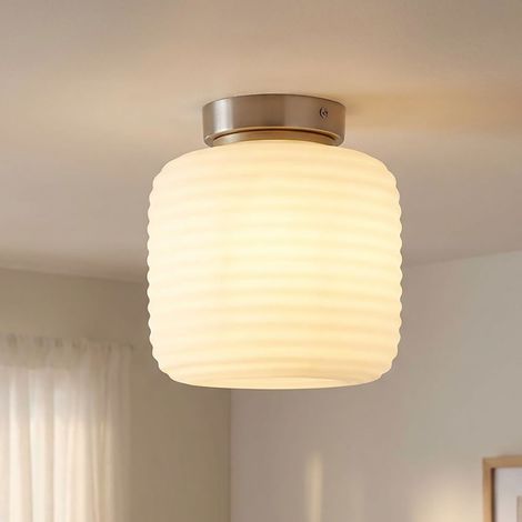Deckenlampe Deckenleuchte Wohnzimmerlampe LED Nickel Metall Glas opal H 21 cm (1/5)