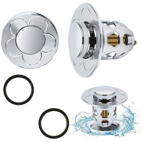 2 Pièces Bonde de Lavabo Universel Pop Up,Bonde de Lavabo Pop-Up avec Filtre Anti-Clogging,Flitre de Vidange Anti-Bloqué,Bouchon Baignoire pour Lavabo Cuisine,Flitre Cheveux-Orifice de Vidang (1/5)