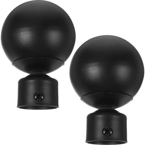 Lot de 2 embouts de tringle à rideaux noirs de 28 mm, design unique, parfaits pour la maison ou le bureau.-9.00X5.50X5.50CM-Black (1/3)