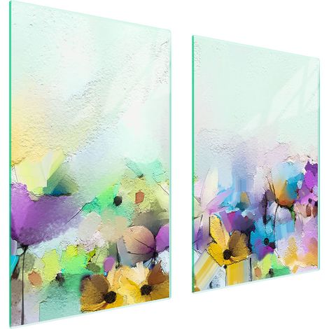 Assiette de protection en verre pour la cuisine 65x52 fleurs (1/5)