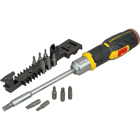 Stanley 0-62-691 FatMax Ratchet Screwdriver Pistol Grip 12pc Bit Set STA062691