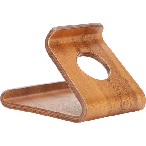 Tragbarer Tablet-Ständer aus Holz (braun) für iPad, Smartphone und Desktop-Computer