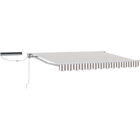 Toldo Retráctil Eléctrico Gris claro y blanco. 4,5 x 3 m vidaXL
