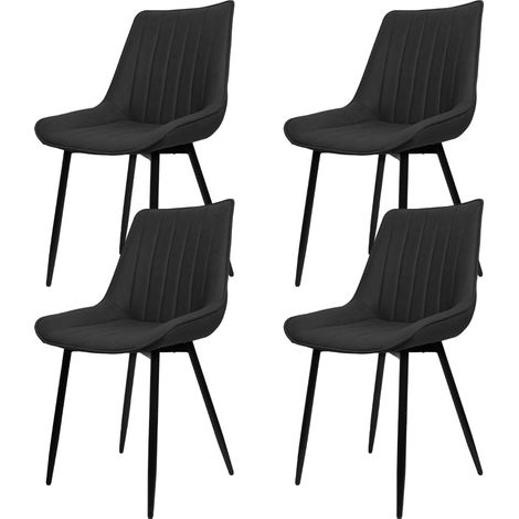 4 Chaise de Salle à Manger Toile technique et jambe de fer rayures verticales(noir)charge 120 kg, pour salon, chambre (1/5)