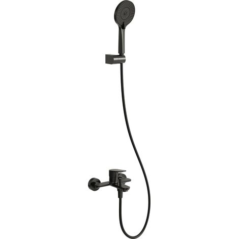 EVERSTEIN Badewannenarmatur Regendusche Duschsystem Schwarz Matt: Duscharmatur Komplettset Handbrause Wanneneinlauf Brausegarnitur Messing G1/2 Duschset Badezimmer Modern Einhebelmischer Dusche