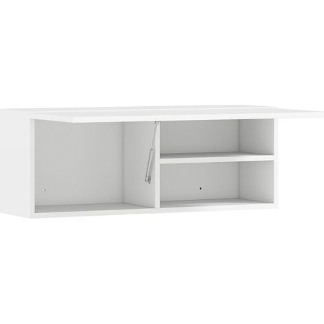 Weißer Badezimmer-Wandschrank 80 x 25 x 30 cm mit Klapptür und Gasdruckdämpfer (1/5)