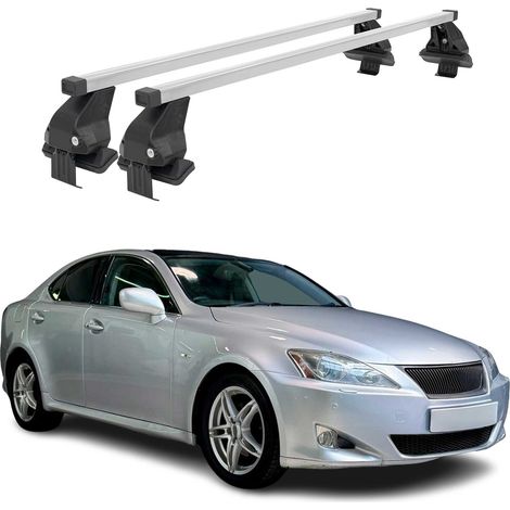 OMAC Dachträger Querträger Stahl für Lexus IS II XE20 2006-2013 – Abschließbar – City-Crash-getestet – DIN 75302:2019 – ISO/PAS 11154:2006 – Max. 50 kg Silber (1/5)