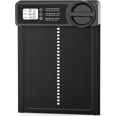 Porte Poulailler Automatique Écran LCD, Alliage d'Aluminium, Anti-pincement, Étanche avec Capteur de lumière et Minuterie (1/5)