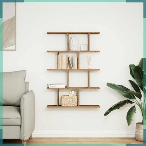 860020 étagère cube murale 12 compartiments vieux bois bois ingénierie (1/5)