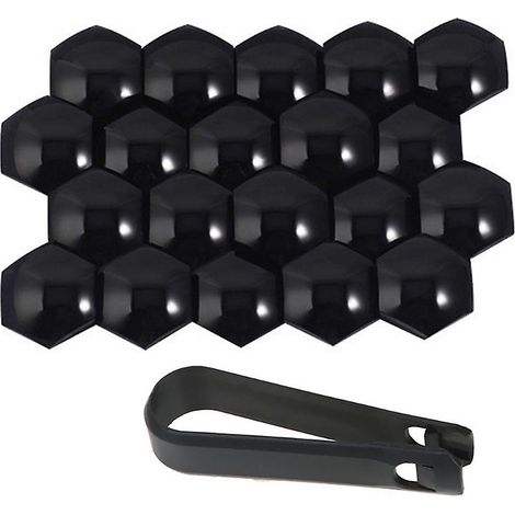 T98 Lot de 20 cache-écrous de roue pour Tesla Model 3/X/S, en acier inoxydable noir, style A, résistants à la poussière (1/5)