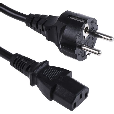 Câble d'alimentation, Noir, Connecteur C13, IEC vers CEE 7/7, Schuko, 1m ( Prix pour 1 ) (1/3)
