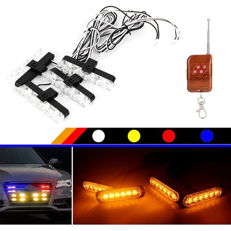 Barre lumineuse 12V 24 LED avec télécommande sans fil, 4 modes flash, lampe stroboscopique décorative super lumineuse pour voiture (1/5)