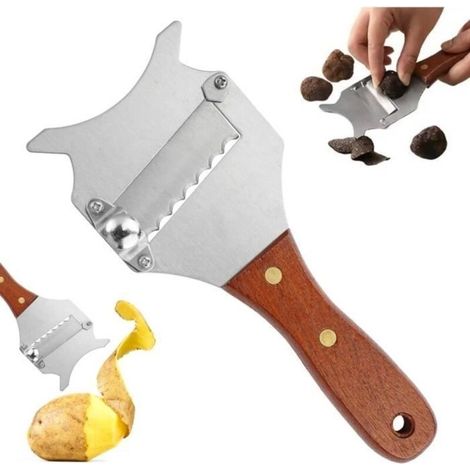 Truffle Slicer with Adjustable Blade and Wooden Handle, Truffle Razor, Cheese Grater, Stainless Steel Truffle Slicer (1/4)